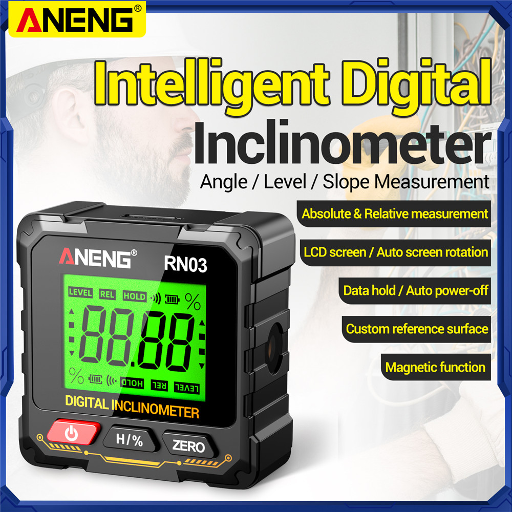 Industrial Laser Alignment - ANENG RN02/RN03 レーザーデジタル傾斜計、4面磁気充電式角度測定器、360度 ° 回転測定