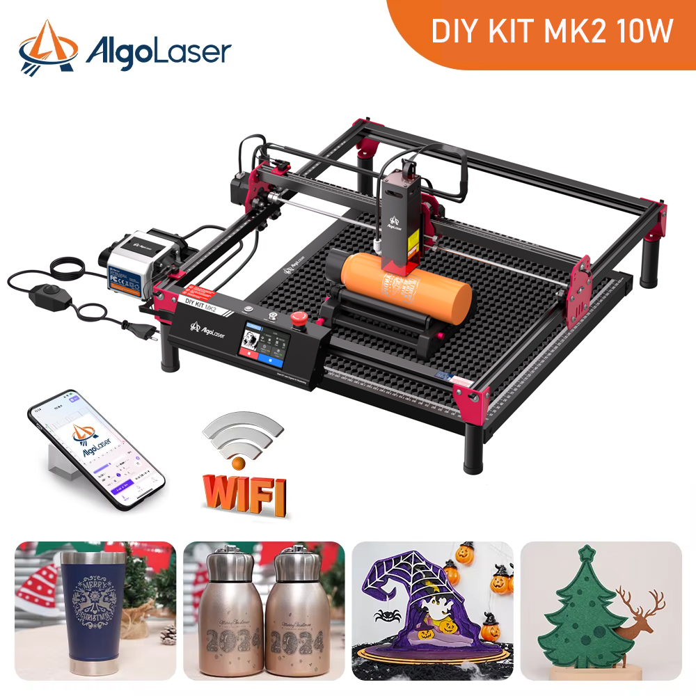 Industrial Laser Applications - Algolaser-DIYキットmk2レーザー彫刻機,出力10w,カラータッチスクリーン,3.5インチ,オフライン制御アプリケーション,カッターツール