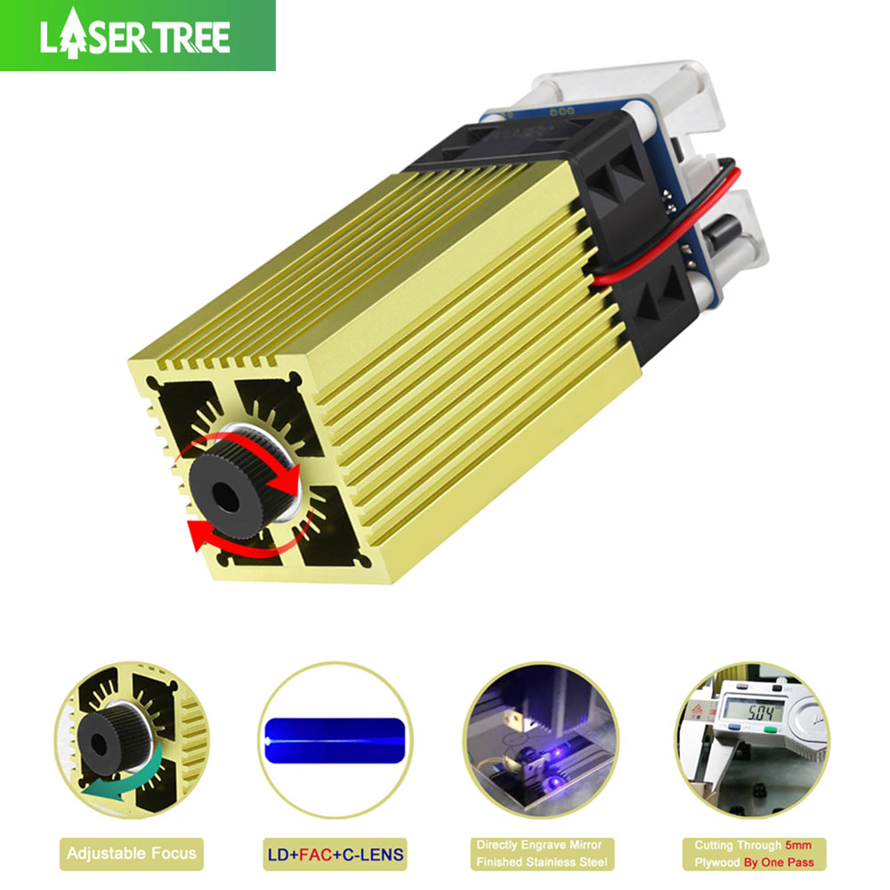 Industrial Laser Applications - レーザーツリーフォーカス調整可能なブルーレーザーモジュール、レーザー切断用CNCヘッド、彫刻機、木材工具、4w、5w、12v