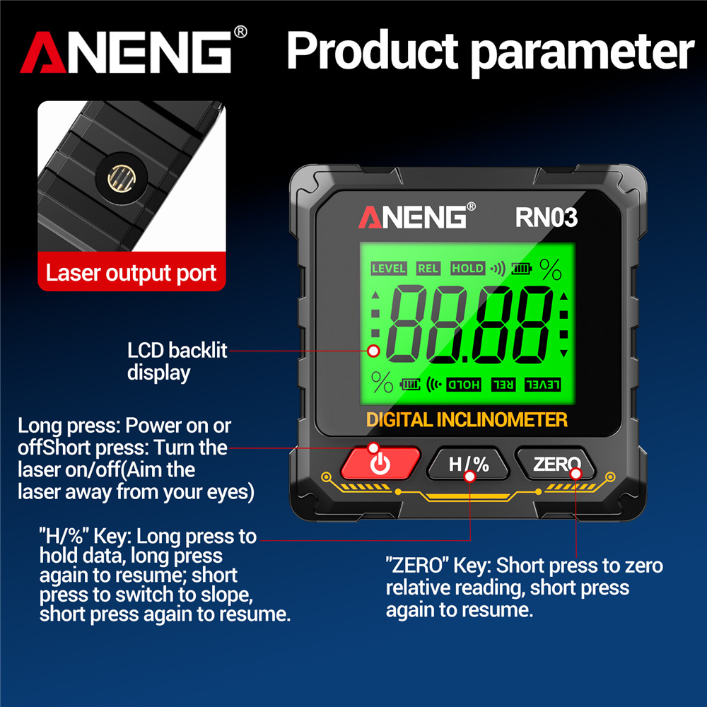 ANENG RN02/RN03 レーザーデジタル傾斜計、4面 - Industrial Laser Alignment のレビューと価格