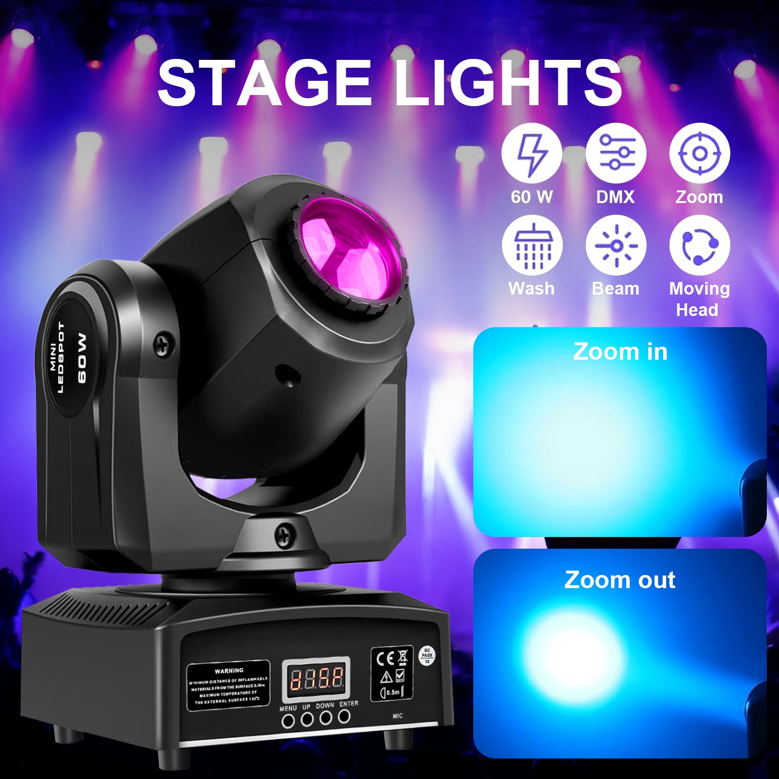 60WミニLEDムービングヘッドスポットライト,クラブdj用 - Laser Power Supply 60W のレビューと価格