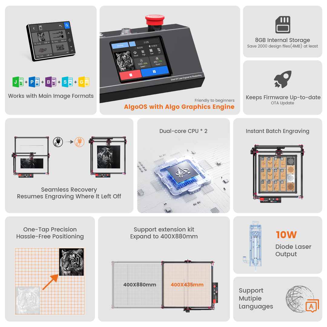 Algoos-スマートハイパワーレーザー彫刻機,DIYキット - Industrial Laser Applications のレビューと価格