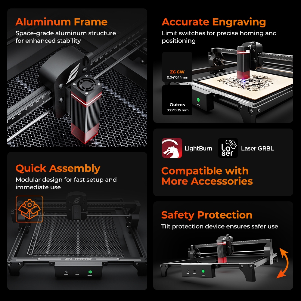 ELIDOR Z6 6W レーザー彫刻機・切断機 CNC ダ - Industrial Laser Applications のレビューと価格