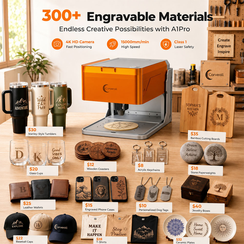 Carverall A1PRO 10Wレーザー彫刻機、HDカ - Industrial Laser Engraver For Metal のレビューと価格